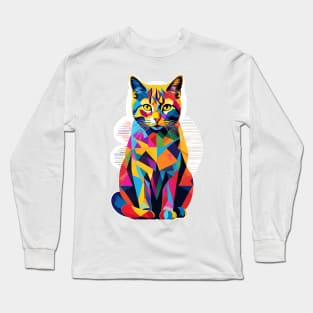 Cat Popart Rainbow Graffiti Long Sleeve T-Shirt